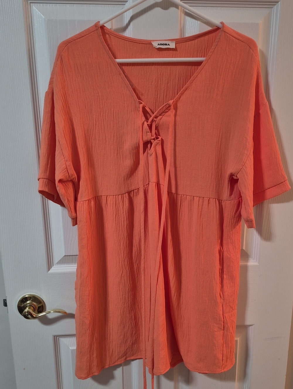 ADORA Coral Tie-Front Midi Dress